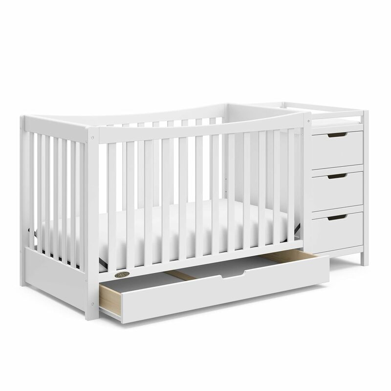 Graco Remi 4-In-1 Convertible Crib & Changer With Drawer (White) – GREENGUARD Gold Certified, Crib And Changing-Table Combo