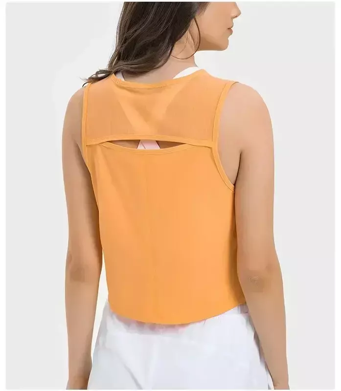 Lemon Buttery Soft Yoga Top For Women Loose Fit Workout Tank Gym Wear Sleeveless Back Hollow Out Sportswear Running Sport Shirts