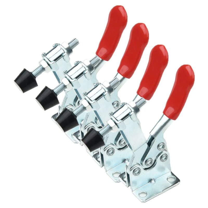 4PCS GH-201B Quick Release Toggle Clamp 100kg Horizontal Clamps Locking Lever Fastener Hand Tool Woodworking Fix Clip Tool