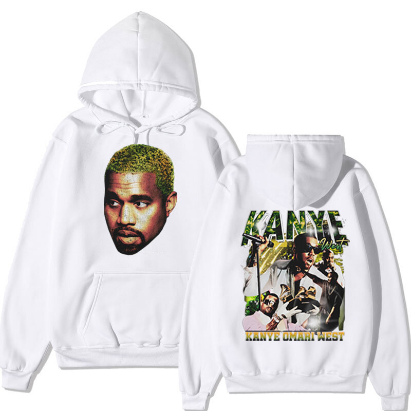 Rapper Kanye West College Dropout Graphics Double-sided Printed Hoodie Men Women Hip Hop Vintage Sweatshirts Streetwear Hoodies