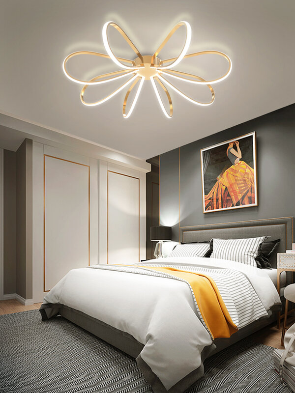 Luz LED de techo moderna para sala de estar, luz de lujo para dormitorio, luz geométrica, cálida y romántica para sala de bodas