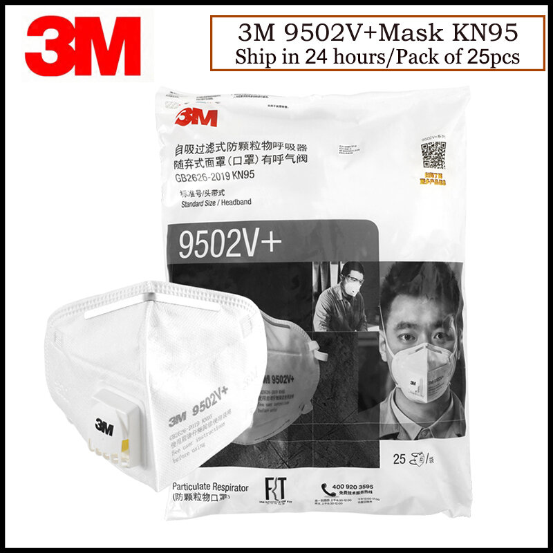 25 Stks/partij 3M 9501V +/9502V + Masker KN95 Respirator Anti-Waas Beschermende Maskers Anti-Deeltjes Filter Materiaal