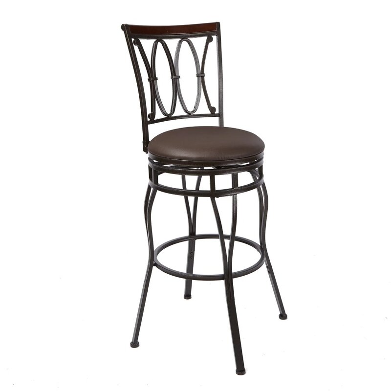 Шарнирный барный стул Better Home & Garden, регулируемый, 24 или 29 дюймов, бронза с масляным наматыванием, деревянная спинка, твердая металлическая текстурированная отделка