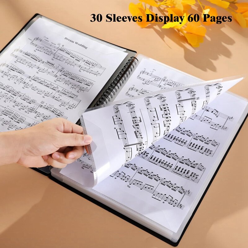 Pasta de partituras, 60 páginas, partituras/suporte, se encaixa carta tamanho a4, gravável e destacável