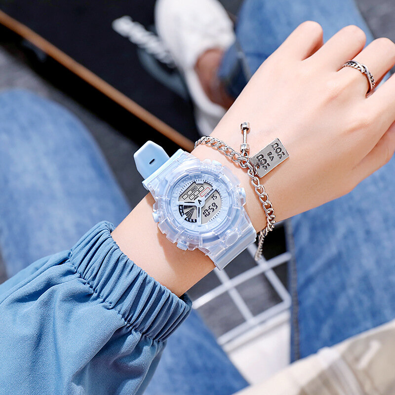 นาฬิกาแฟชั่นผู้หญิง Jam Tangan Digital LED กีฬาสำหรับผู้หญิงหญิงสาวเด็กผู้ชายนาฬิกาข้อมือซิลิโคนทหารนาฬิกาอิเล็กทรอนิกส์กันน้ำ