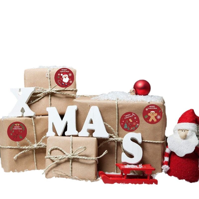 สติกเกอร์ปิดผนึกรูปซานตาคริสต์มาสขนาด2.5ซม. 100-500ชิ้นกล่องของขวัญคริสต์มาสบรรจุภัณฑ์แบบแผ่นปิดซองจดหมายสติกเกอร์ตกแต่งสมุดภาพ