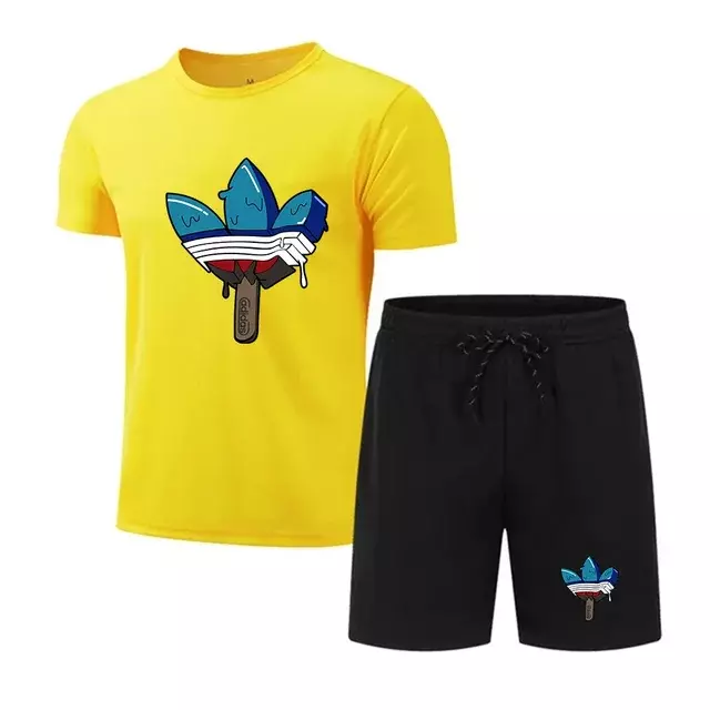 Sommer mode bedruckte Herren Shorts Set Herren schnell trocknende atmungsaktive Sport Set Kurzarm T-Shirt Set Herren Jogging Set