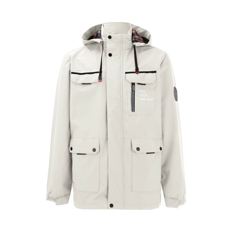 남성용 가벼운 바람막이 재킷, 좋은 실, 아노락 후드, 체크 재킷, 단색 지퍼, 느슨한 야외 코튼 코트, 겨울