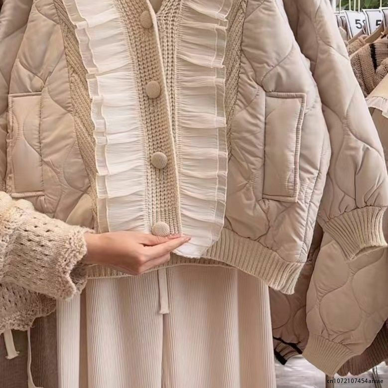 Женская зимняя парка, модная стеганая куртка, плотное теплое хлопковое пальто, женская зимняя свободная однотонная парка в стиле Харадзюку