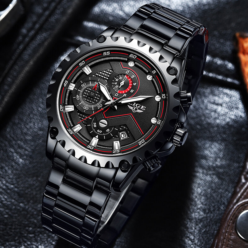 LIGE-reloj analógico de cuarzo para hombre, accesorio de pulsera resistente al agua 30ATM con calendario, complemento Masculino deportivo de marca de lujo con diseño moderno