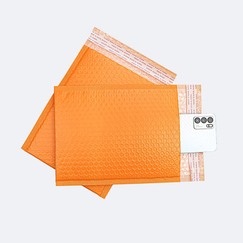 100Pcs 7 Sizes Bubble Mailers Orange Poly Packaging Bags for Business Waterproof Padded Envelope Jewelry/Gift Shipping Bag Pouch