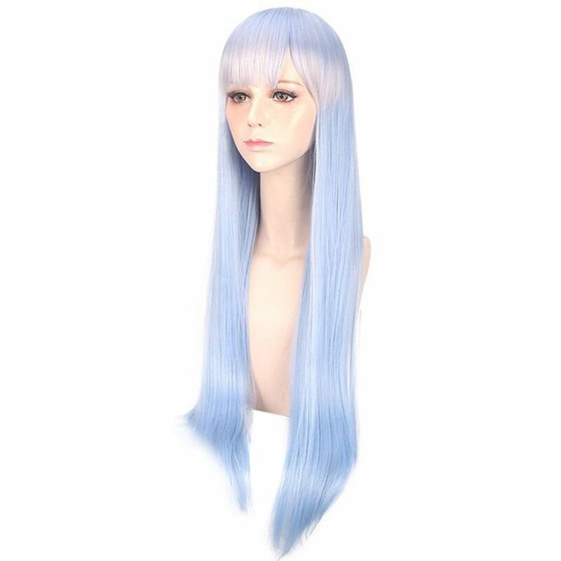 Anime Cosplay nol, Rem biru merah muda rambut lurus panjang serat suhu tinggi wig sintetis rambut Pelucas penggunaan pesta sehari-hari Ram