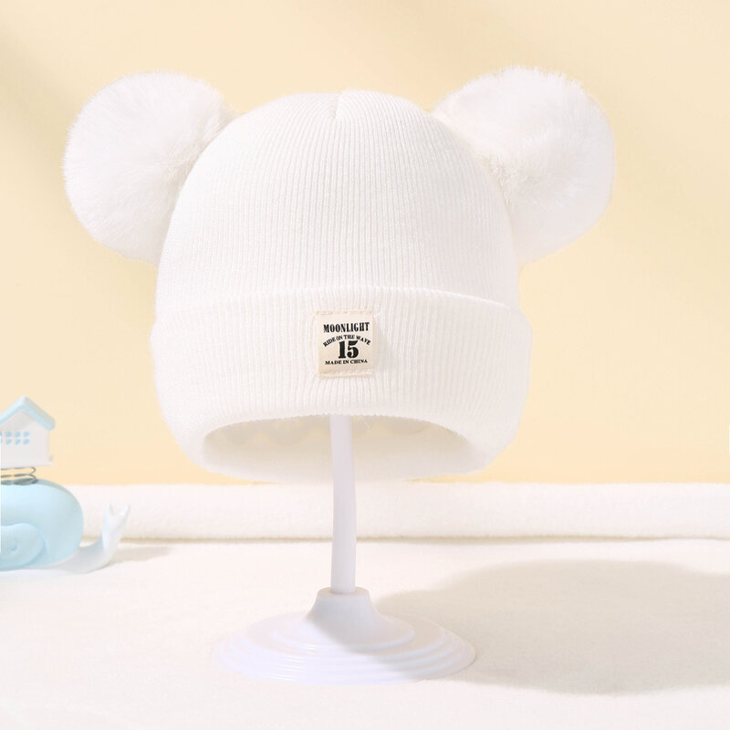 Cor sólida Lã de malha Bonnet Bebe Newborn Baby Hat Pompom Cute Winter Hat Para Crianças Meninos Meninas Crianças Quente Beanie Cap 0-3Y