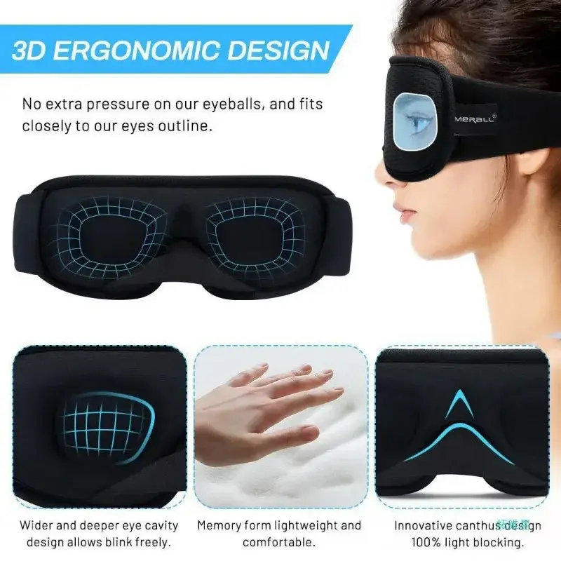 Masker tidur 3D masker istirahat mata perjalanan masker tidur menghalangi cahaya penutup bantalan lembut penutup mata rileks alat pijat kecantikan yang lebih baik