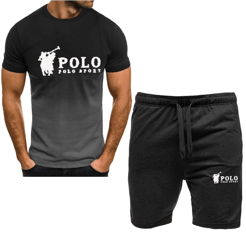 Camiseta de manga corta y pantalones cortos para hombre, ropa deportiva a la moda, conjunto informal de verano para correr, S-3XL de dos piezas