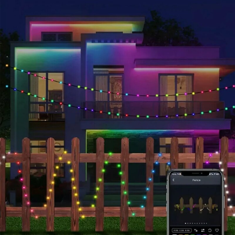 WS2812B tali LED RGBIC 5 M-20 M, lampu pesta Natal warna impian WS2812 dapat disesuaikan senar individu luar ruangan tahan air 5V