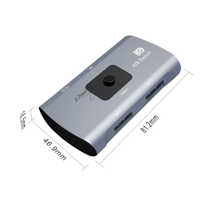Interruptor 2 in-1 portátil varejo para áudio e vídeo, DP 4K60HZ, 2 vias