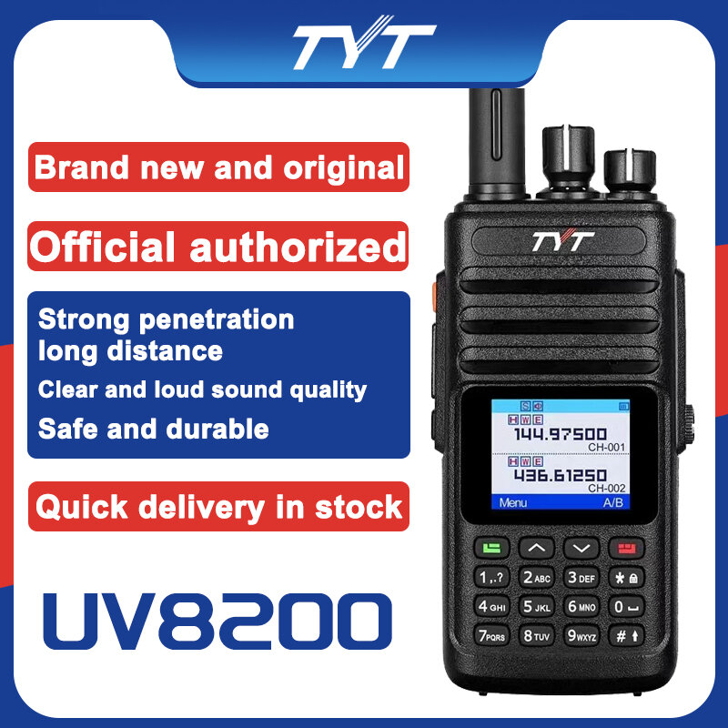 TYT-impermeável amador poder transceptor, rádio ao ar livre comunicação, tela LED, alerta de voz, IP67, UV8200