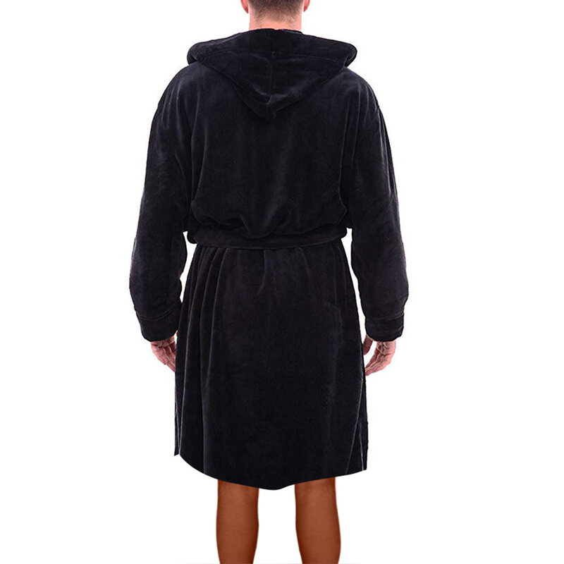 Мужская зимняя теплая Домашняя ночная рубашка, Мужская зимняя плюшевая удлиненная шаль, халат, домашняя одежда, халат с длинными рукавами, пальто