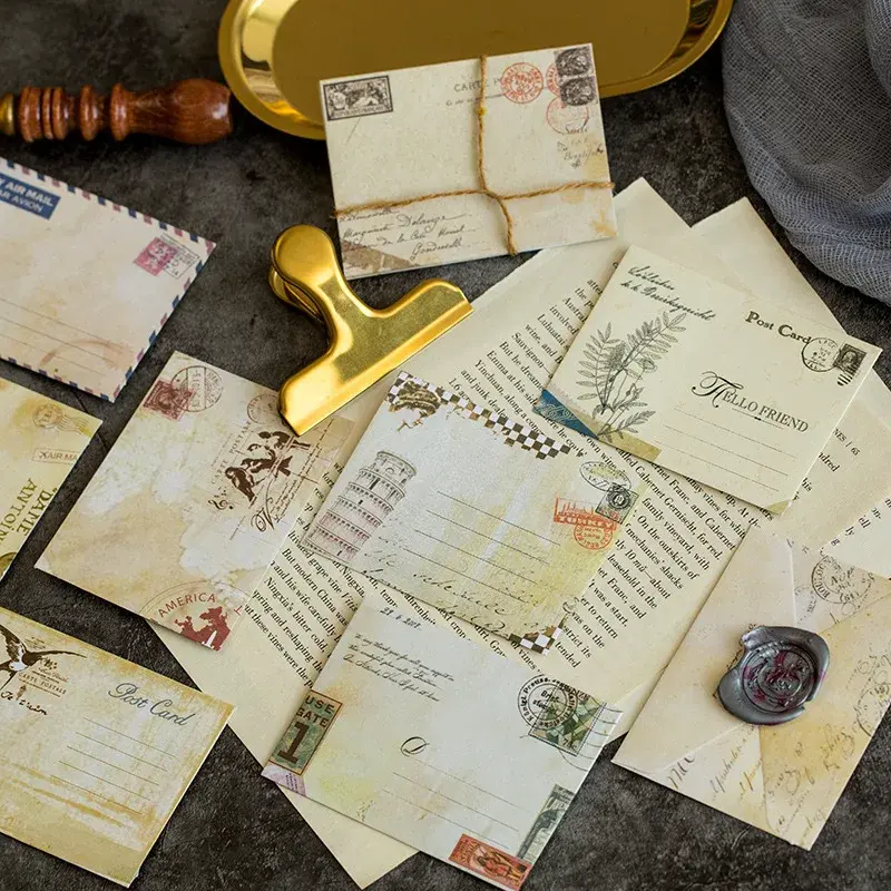 Mini sobres antiguos para tarjetas de felicitación, sobres de embalaje de regalo para invitaciones de fiesta de boda y oficina, 12 unidades por juego
