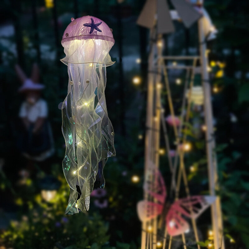 DIY Mesh Jellyfish Lâmpada Plastic Pendurado Decoração Pingente de Cabeceira Lâmpada Atmosfera Pequena Noite Lâmpada Room Home Party Decoração