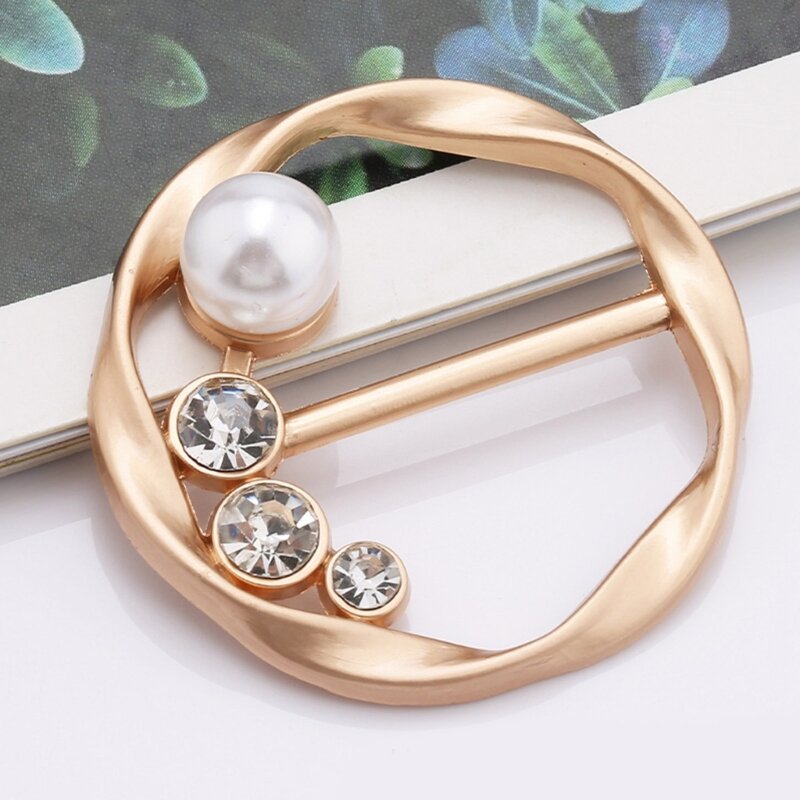Fashion T-shirt Hem Knotted Brooch Pin for Women Shawl Clip Ring Corner Waist Knotted Clasp for Shirt Silk-scarf Decor