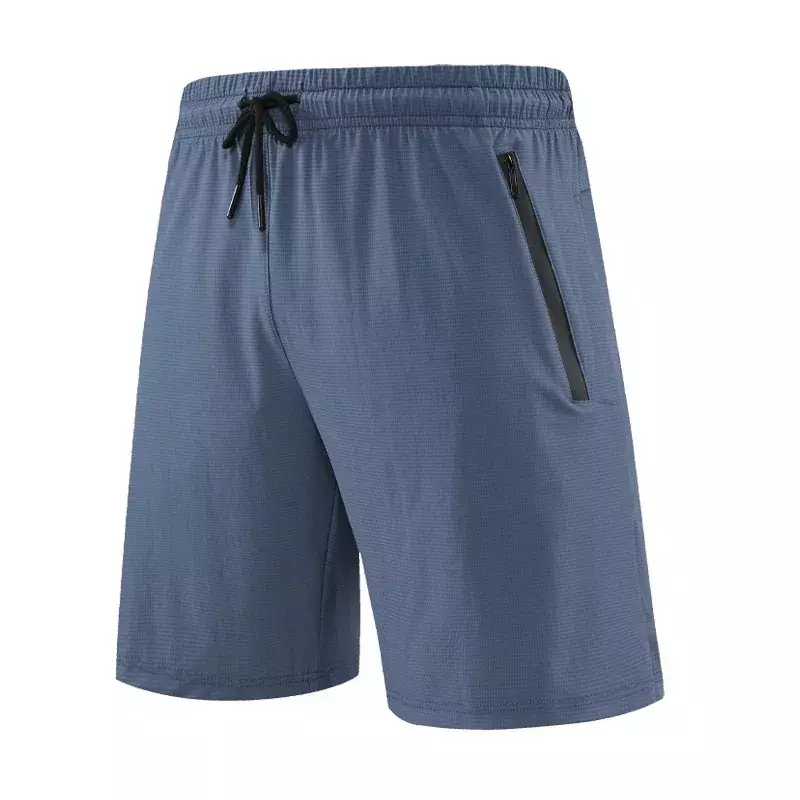 Lemon Men Shorts Summer Running Light Workout Solid Color Shorts Quick Dry Sport Shorts Zipper Pockets Gym Training Short