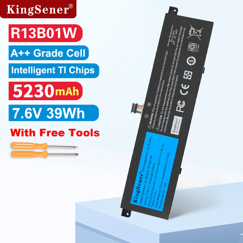 Kingsener 7.6V 5230mAh แบตเตอรี่แล็ปท็อป R13B02W R13B01W ใหม่สำหรับ Xiaomi Mi AIR 13.3 "ชุดแท็บเล็ตพีซี39WH