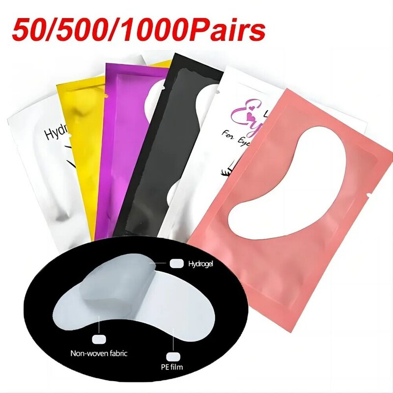 50/500/1000 Stuks Hydrogel Patches Voor Wimpers Bouwen Wimper Extensie Onder Oogkussens Lash Stickers Beauty Tools Groothandel LAUKISS