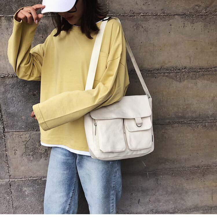 Canvas Crossbody Bags Youth Fashion Casual Large Capacity Schoolbag Ladies Shoulder Bag Color Series Print Women Messenger Bag