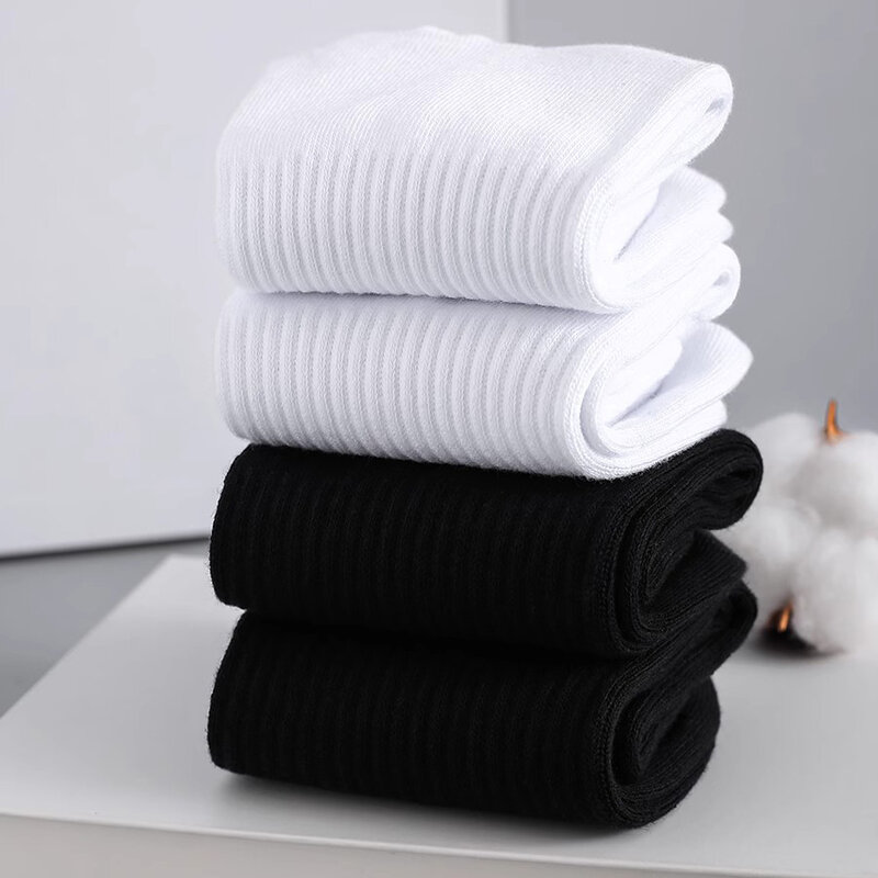 Chaussettes Courtes en Coton pour Homme, Noir et Blanc, Respirantes, de dehors, de Printemps et d'Automne, 3 Paires/Lot