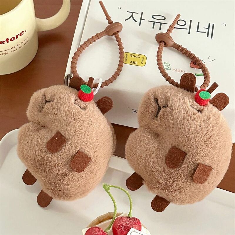 Keychain Capybara Pendant DIY Craft Accessories Backpack Plush Toy Bag Pendant Make a Sound Doll Toy Key Chain Decoration