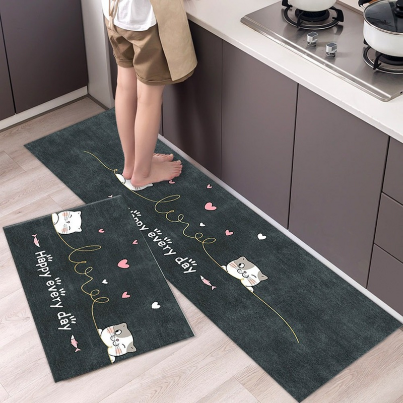 Tappetini da cucina per gatti dei cartoni animati tappeto da cucina antiscivolo lavabile per la casa tappeto da bagno tappeto cucina ad asciugatura rapida tappeto da bagno con zerbino da bagno tappeto cucina
