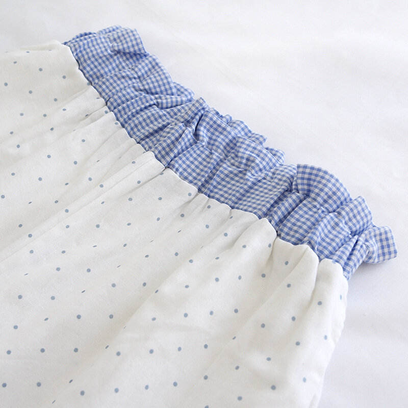 Krótkie rękawy Homewear dwuczęściowy zestaw bielizna nocna lato wycięcie pod szyją pół kardigan szorty piżamy dziewczyna bawełna podwójna gaza bielizna nocna