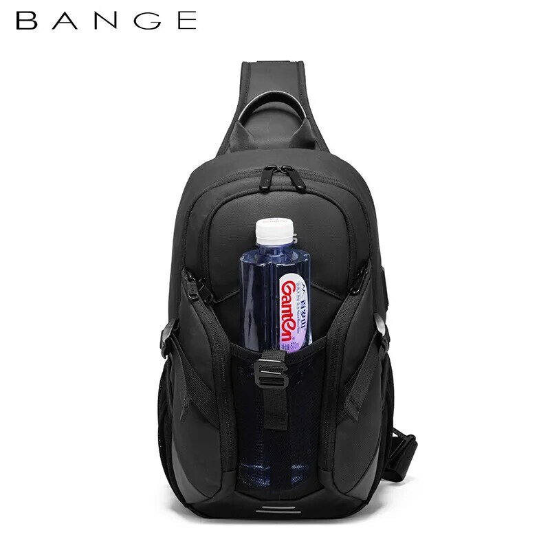 BANGE-Bolso de pecho impermeable para hombre, bolsa de viaje, ocio, negocios, deportes, mensajero, bandolera para correr