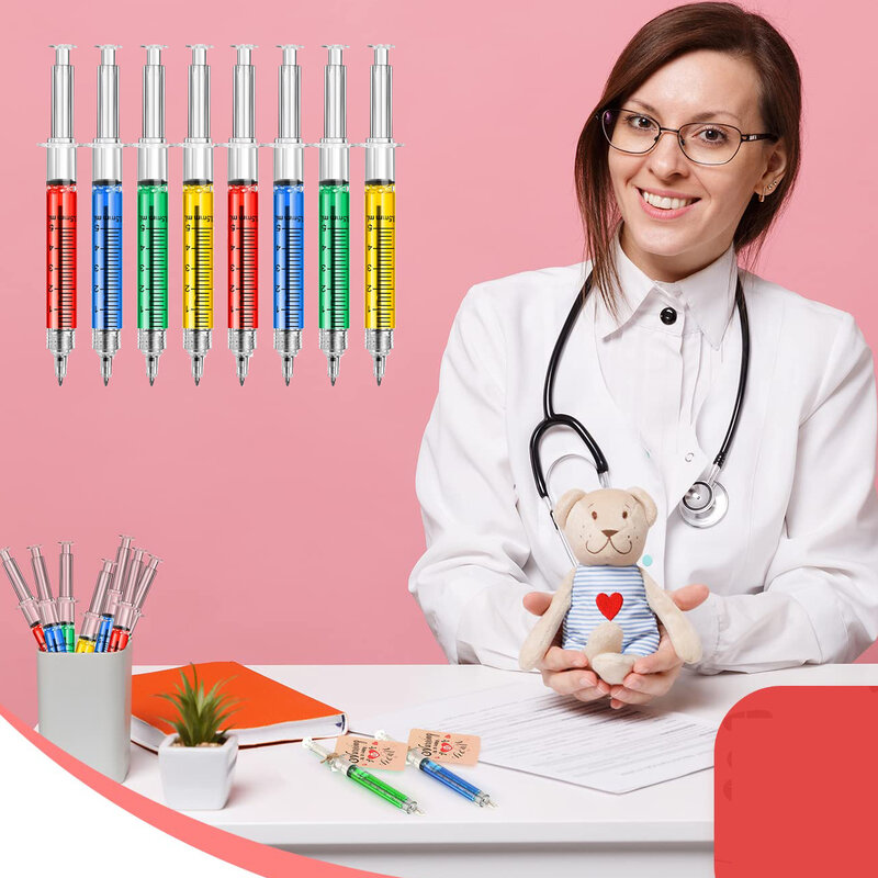 노벨티 의료 볼펜, 간호사, 간호 학생용 선물, 재사용 가능한 주사기 펜, 다양한 색상, 40 개