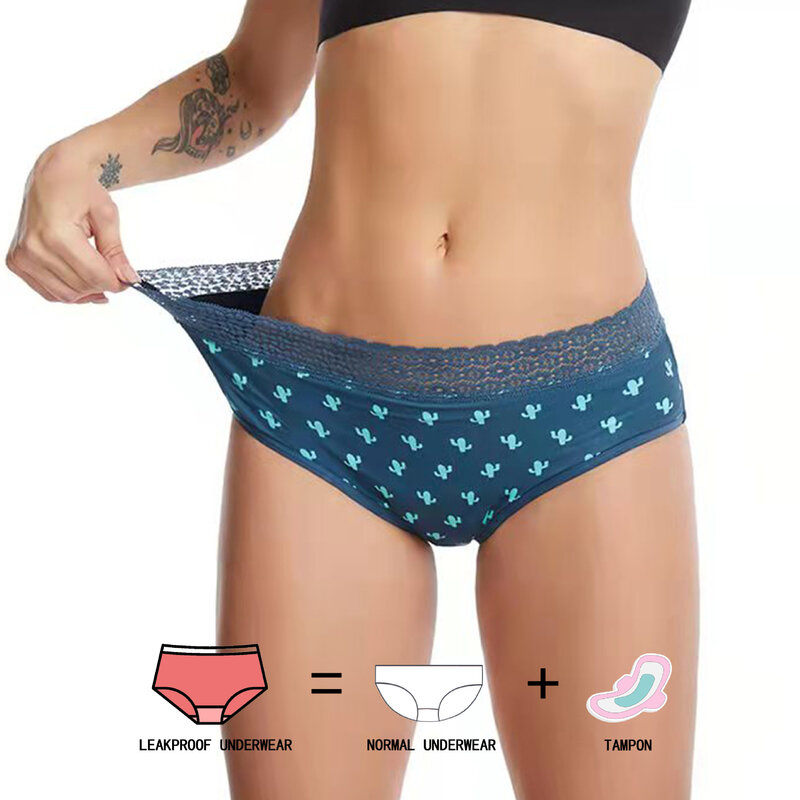 High-quality large size printing four-layer physiological panties leak-proof no-wear sanitary pads menstrual physiological pants