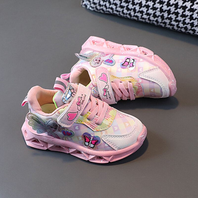 Повседневные туфли для девочек Disney, кожаная модная детская спортивная обувь «холодная принцесса», Эльза, розовые фиолетовые туфли, кроссовки