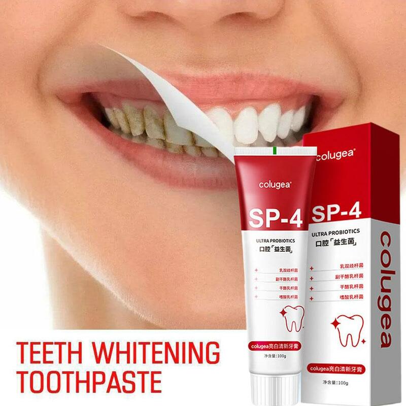 Probiótico Clareamento Creme dental Tubarão, Clareamento dos dentes, Oral Care, Respiração Whitening, Evita Q9y8, 100g, Sp-4
