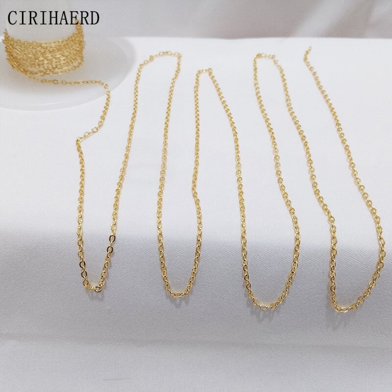 Cadena fina chapada en oro de 14K/18K para mujer, 1,2mm/1,6mm, cadenas de joyería para collar DIY, pulsera, suministros de fabricación de joyas, accesorios