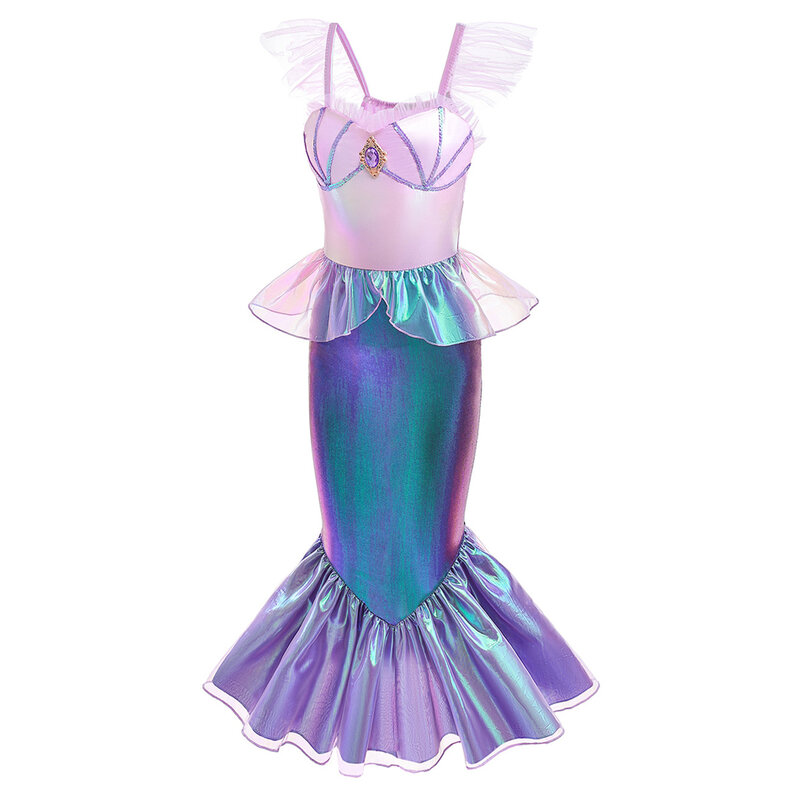 Disfraz de sirena Ariel para niños, vestido de princesa para Cosplay, regalo de cumpleaños, Halloween, fiesta de carnaval, juego de rol, ropa de fantasía para niños de 2 a 10 años
