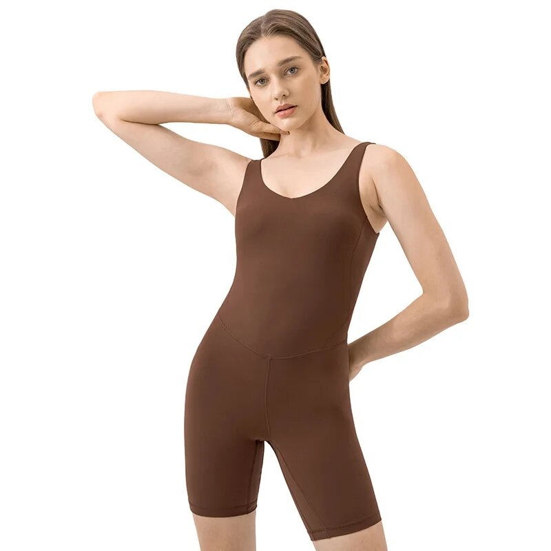 Jumpsuit pelangsing pembentuk untuk wanita dengan pengencang perut dan pinggul yoga dan jumpsuit Pilates pengangkat