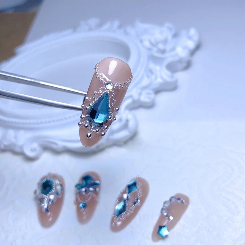 HNUIX-Cuentas de Caviar de acero para decoración de uñas, pequeñas, de 0,8-3mm, diseño 3D de tamaño mixto, oro rosa, plata, negro, joyería para manicura