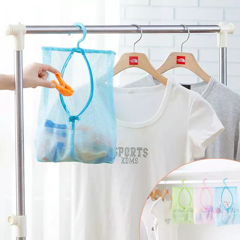 Tas jaring penyimpanan gantung bayi multifungsi, keranjang mainan anak, jaring pelindung lingkungan mandi anak-anak 1 buah