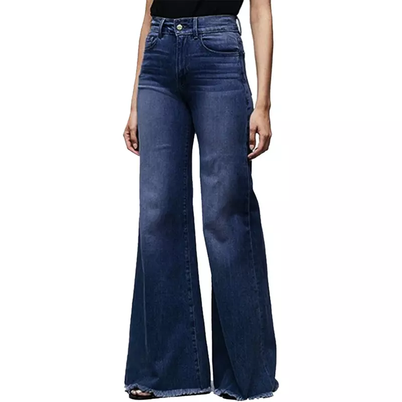 Jeans de perna larga de cintura alta para mulheres, ajuste fino, ajuste apertado do chifre fino, calças retrô para senhoras, plus size 4XL