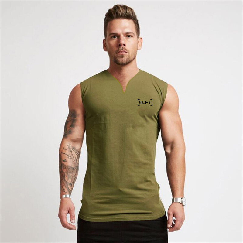 Gym Bodybuilding Fitness Muscle Mens Casual Fashion Print Cotton Tank Tops Summer Breathable Absorb Sweat Cool Feeling T-shirt