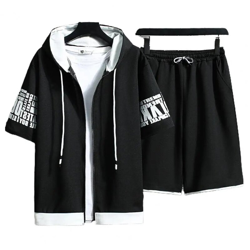 1 Set Men Outfit  Cool Korean Style Hooded Outfit  Summer Men Sportswear Set