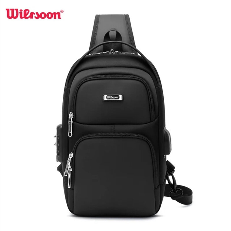 Wipersoon-男性用タクティカルチェストバッグ、盗難防止クロスボディバッグ、新しい