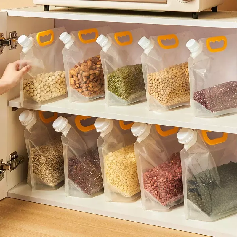 Tas penyimpanan biji-bijian portabel, kantung penyimpan gandum transparan portabel dapat didaur ulang, tahan serangga dan kelembaban