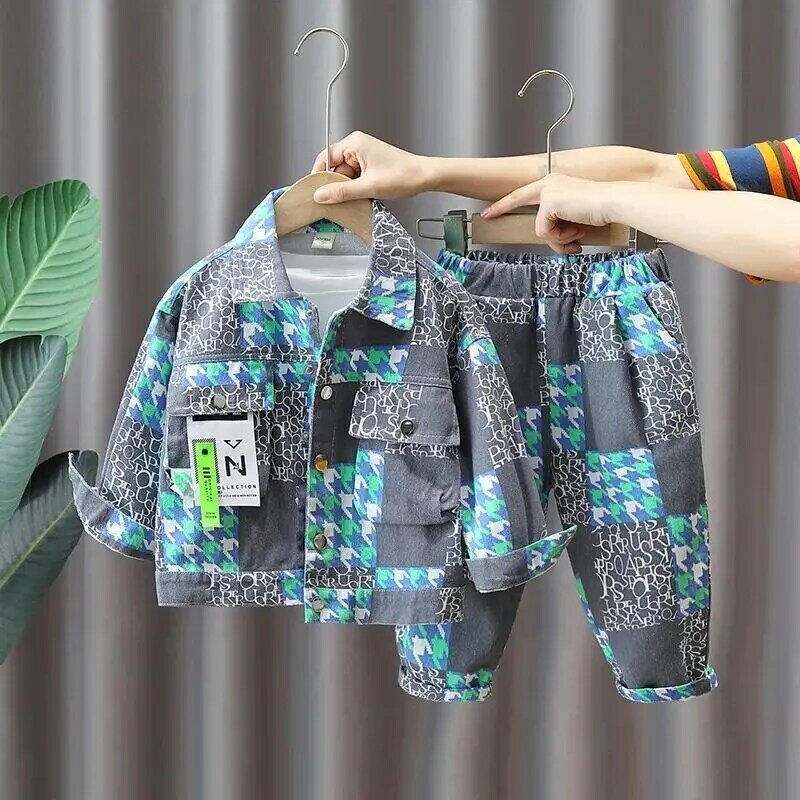 Kids Boy Clothing Set Children's Jacket Set 2023 New Boys Baby Fashion Coat Trouser Set Spring and Autumn